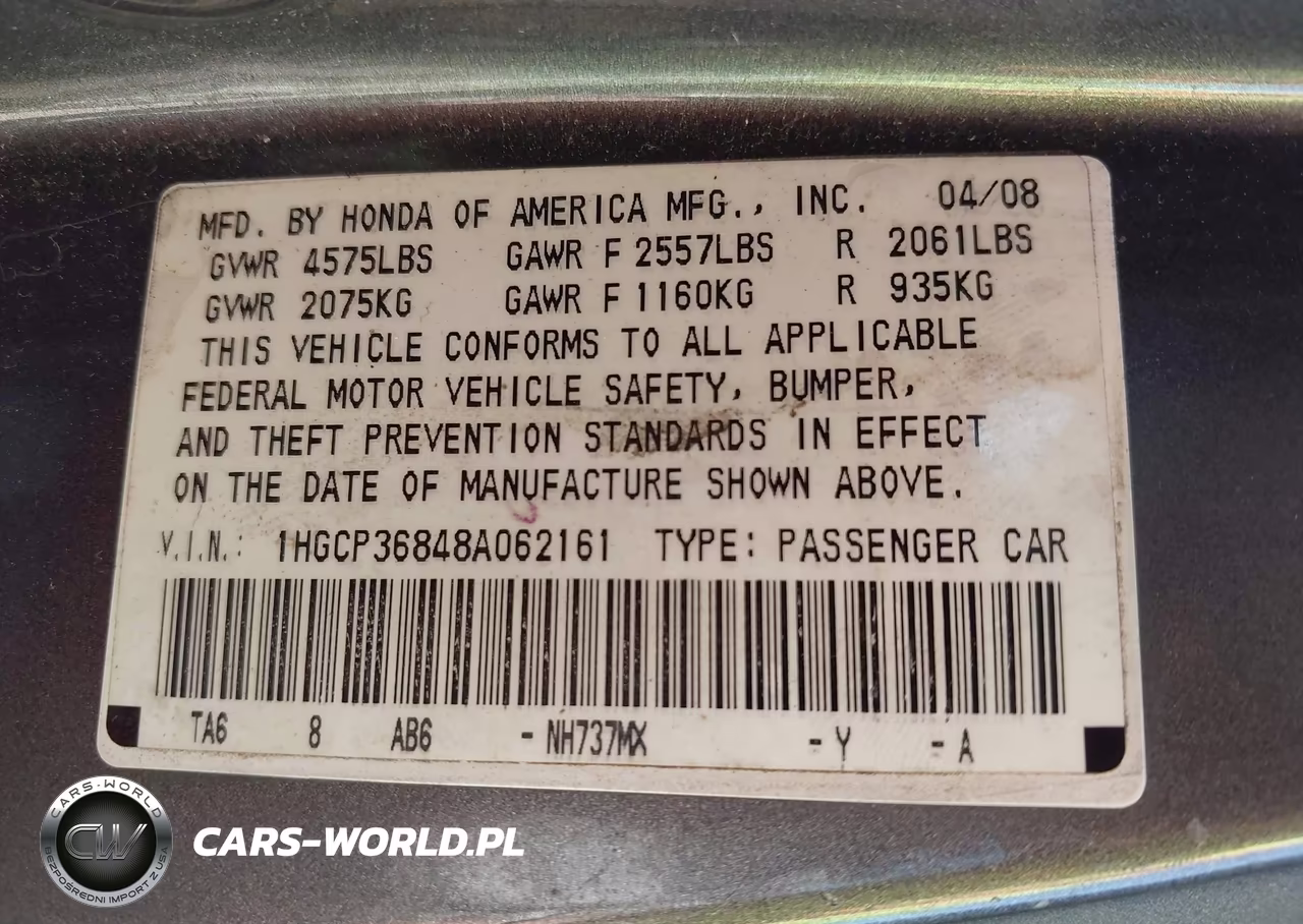 2008 Honda Accord 3.5 Ex-L VIN:1HGCP36848A062161 - 9