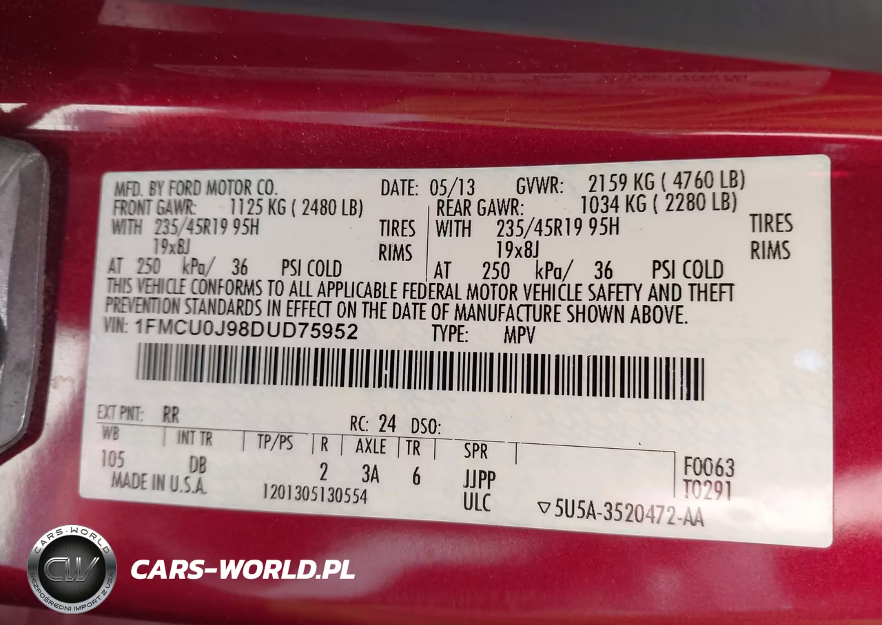 2013 Ford Escape Titanium VIN:1FMCU0J98DUD75952 - 9