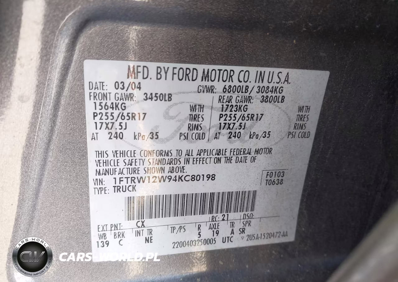 2004 Ford F-150 Xlt VIN:1FTRW12W94KC80198 - 9