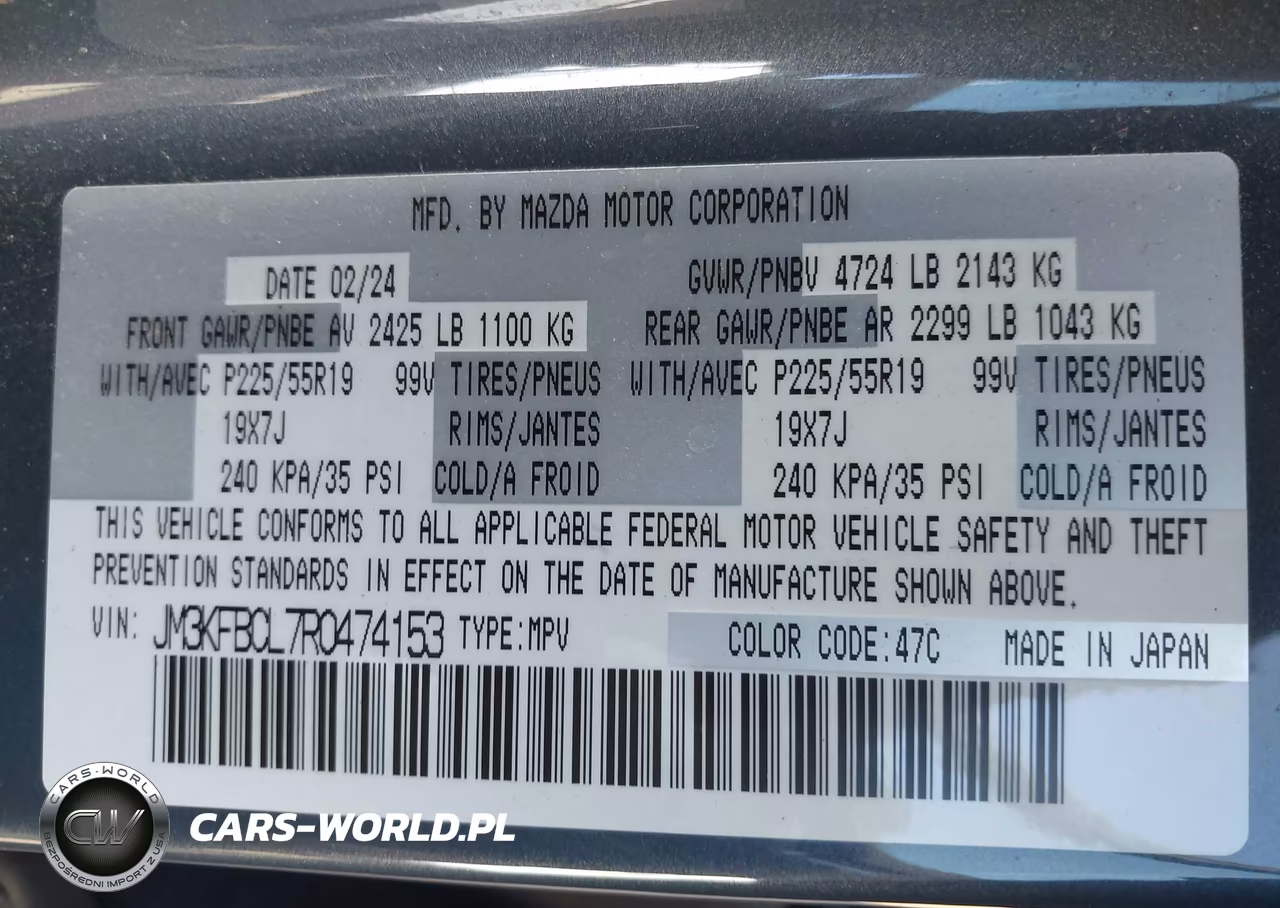 2024 Mazda Cx-5 2.5 S Carbon Edition VIN:JM3KFBCL7R0474153 - 9