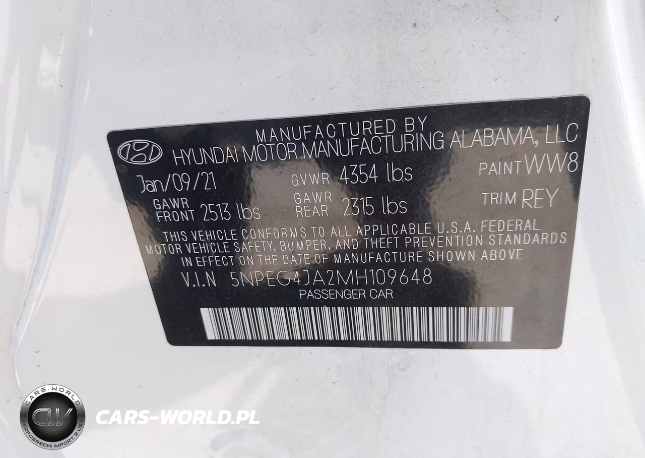 2021 Hyundai Sonata Se VIN:5NPEG4JA2MH109648 - 9