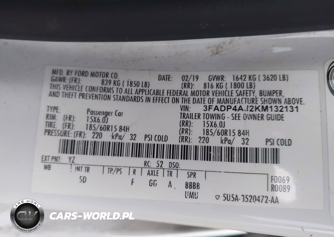 2019 Ford Fiesta S VIN:3FADP4AJ2KM132131 - 9