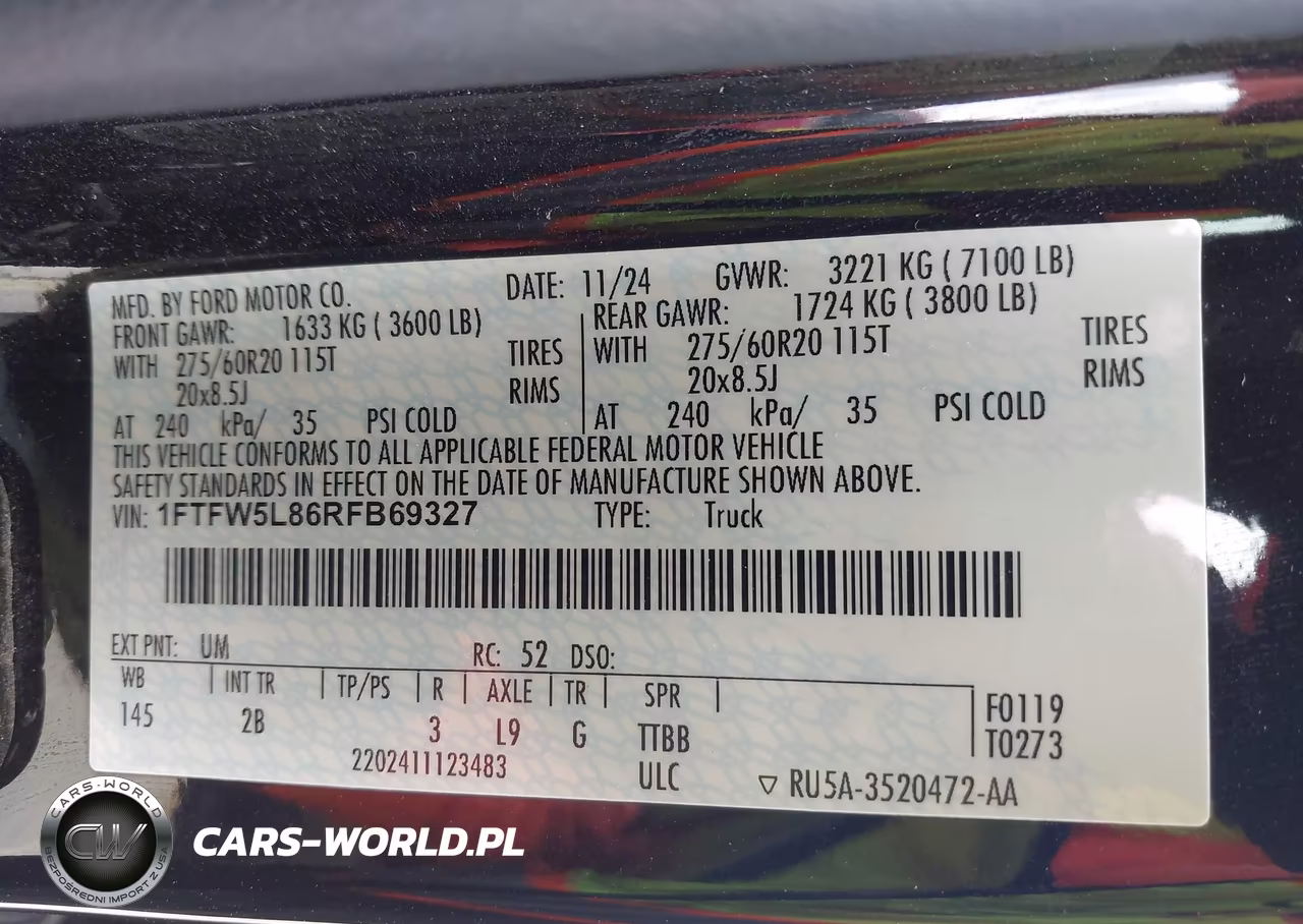 2024 Ford F-150 Lariat VIN:1FTFW5L86RFB69327 - 9