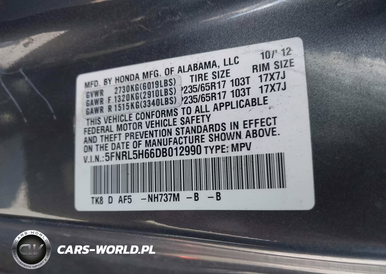 2013 Honda Odyssey Ex-L VIN:5FNRL5H66DB012990 - 9