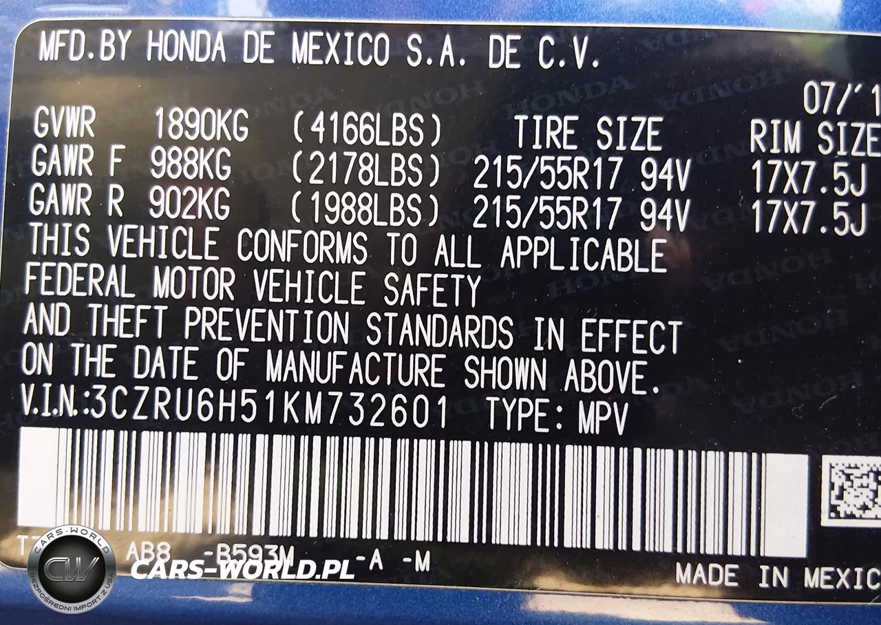 2019 Honda Hr-V Ex VIN:3CZRU6H51KM732601 - 9