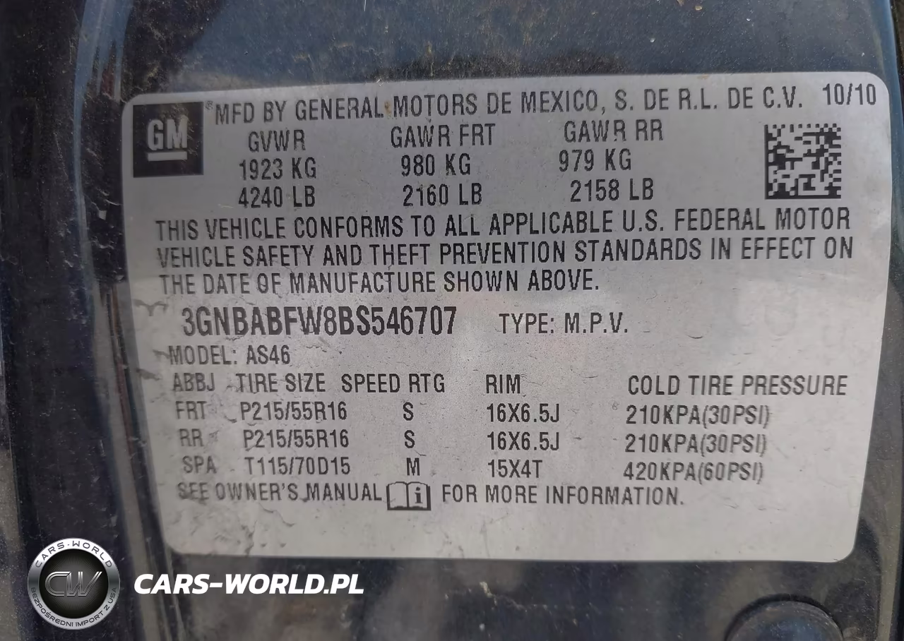 2011 Chevrolet Hhr Lt VIN:3GNBABFW8BS546707 - 9