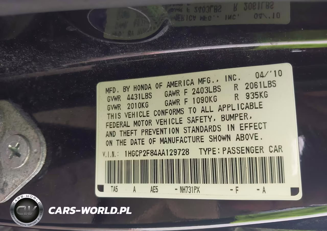 2010 Honda Accord 2.4 Ex-L VIN:1HGCP2F84AA129728 - 9