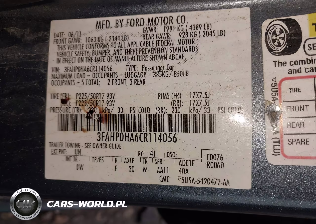 2012 Ford Fusion Se VIN:3FAHP0HA6CR114056 - 9