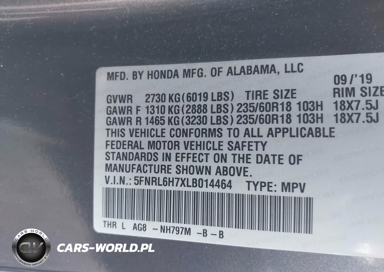 2020 Honda Odyssey Ex-L-Ex-L W-Navi Res VIN:5FNRL6H7XLB014464 - 9