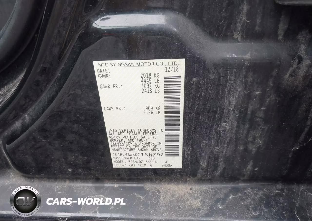 2019 Nissan Altima 2.5 S VIN:1N4BL4BW3KC156792 - 9