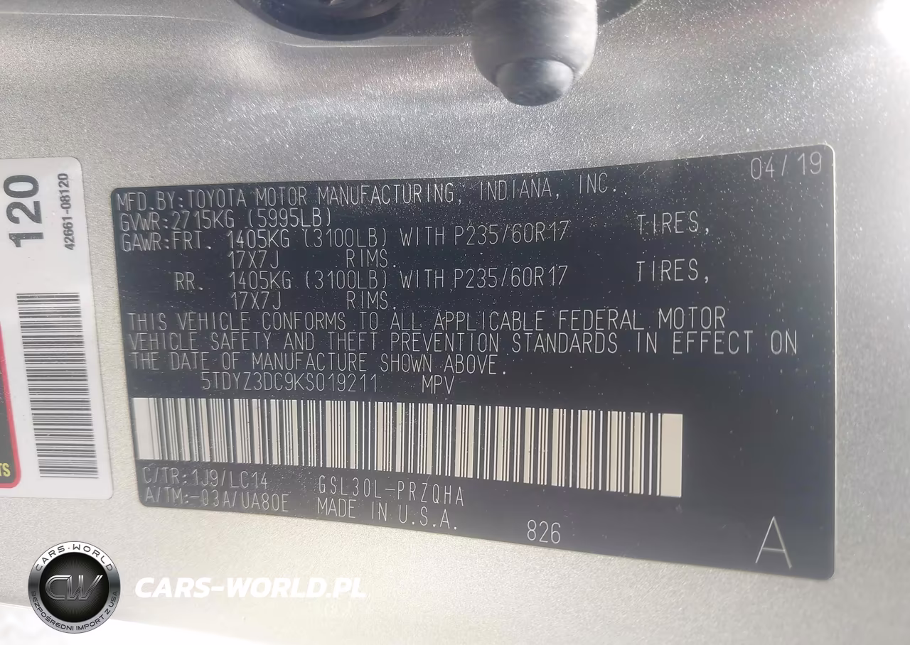 2019 Toyota Sienna Xle 8 Passenger VIN:5TDYZ3DC9KS019211 - 9