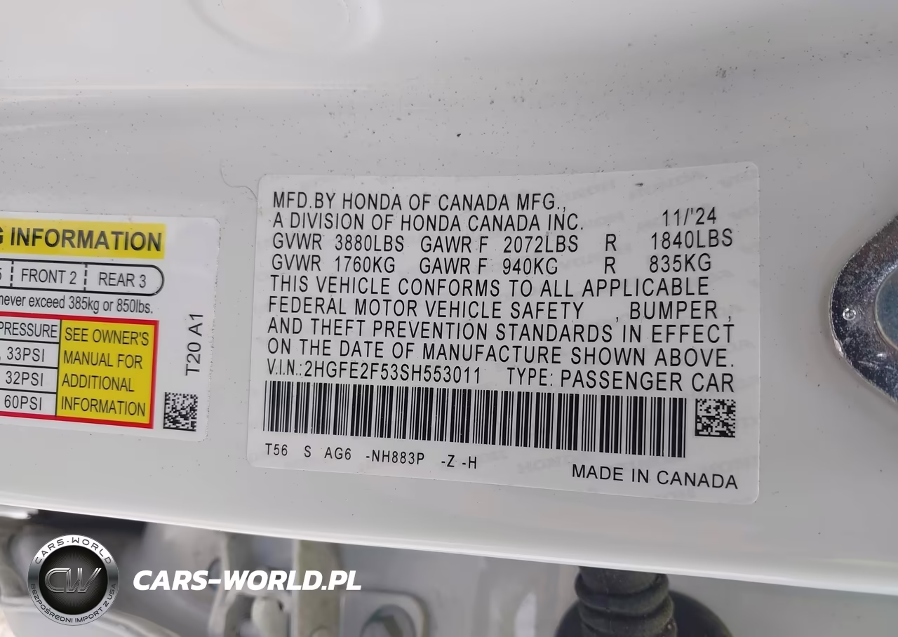 2025 Honda Civic Sport VIN:2HGFE2F53SH553011 - 9