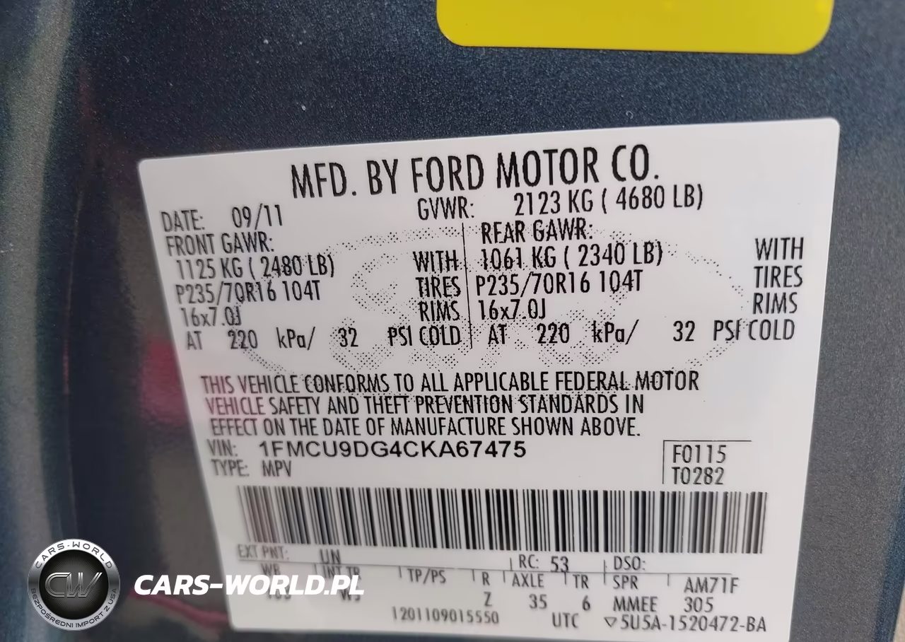 2012 Ford Escape Xlt VIN:1FMCU9DG4CKA67475 - 9