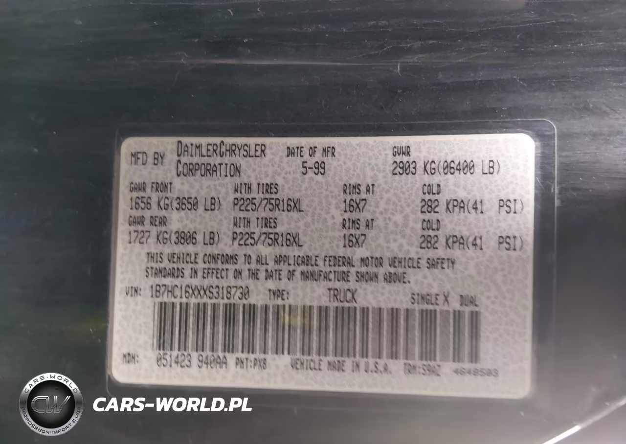 1999 Dodge Ram 1500 VIN:1B7HC16XXXS318730 - 9