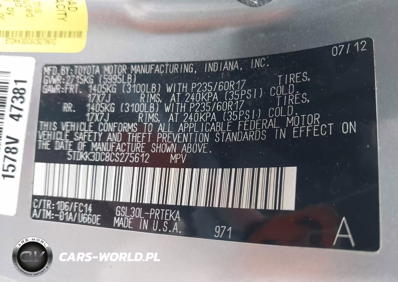 2012 Toyota Sienna Le V6 8 Passenger VIN:5TDKK3DC8CS275612 - 9