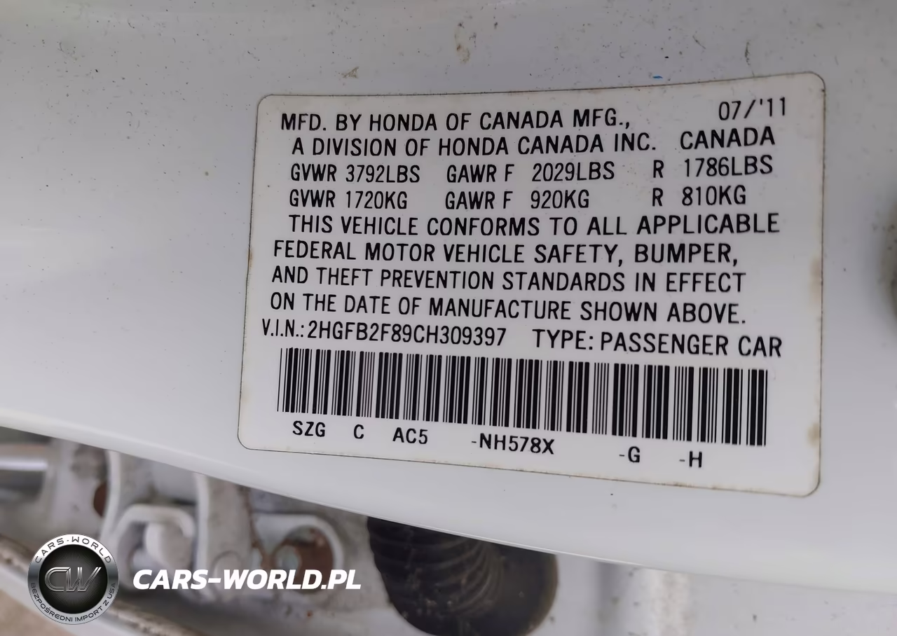 2012 Honda Civic Ex VIN:2HGFB2F89CH309397 - 9