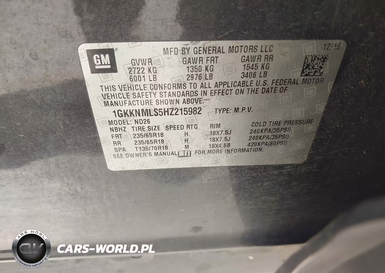 2017 GMC Acadia Slt-1 VIN:1GKKNMLS5HZ215982 - 9