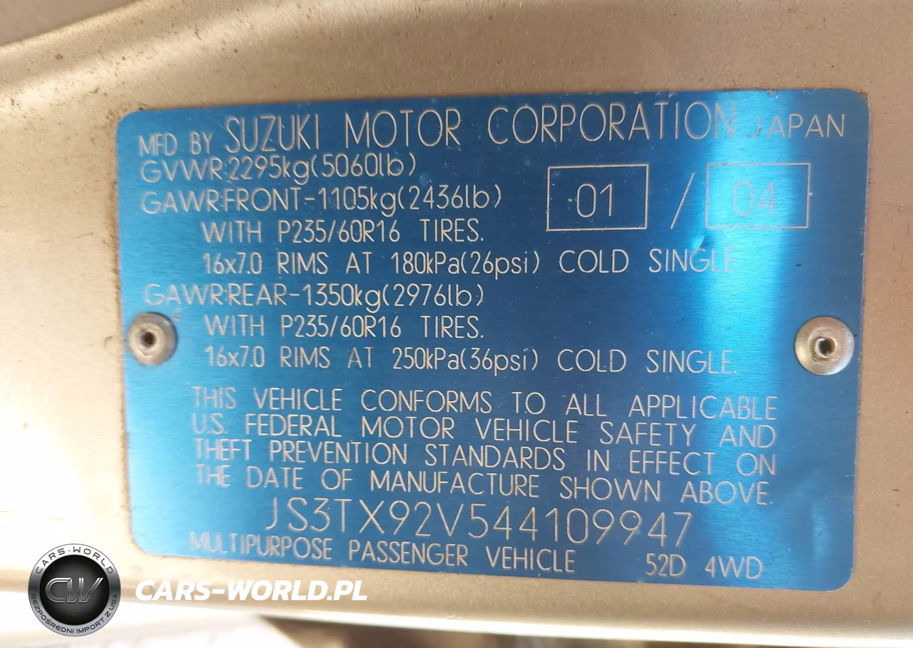 2004 Suzuki Xl-7 Ex-Lx VIN:JS3TX92V544109947 - 9