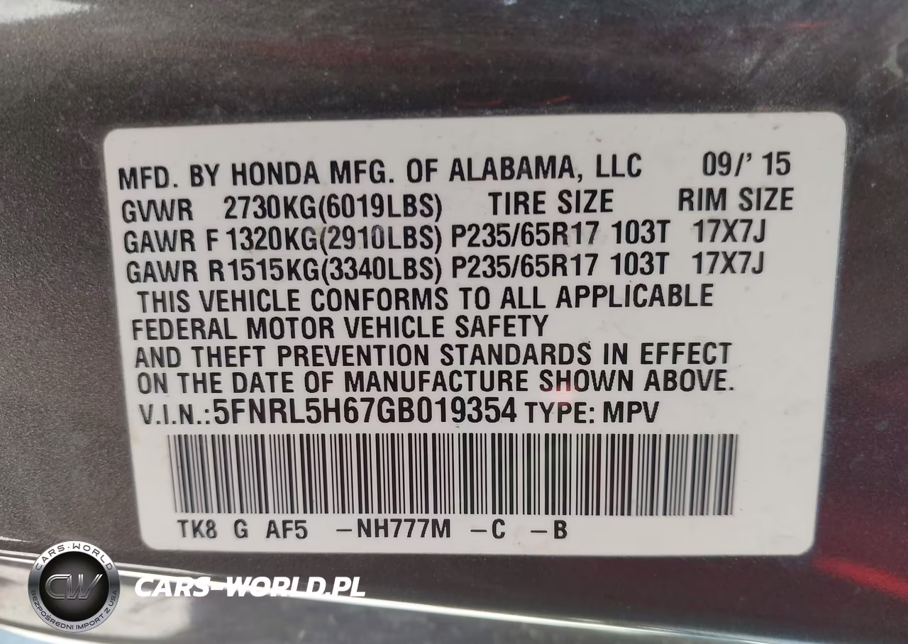 2016 Honda Odyssey Ex-L VIN:5FNRL5H67GB019354 - 9