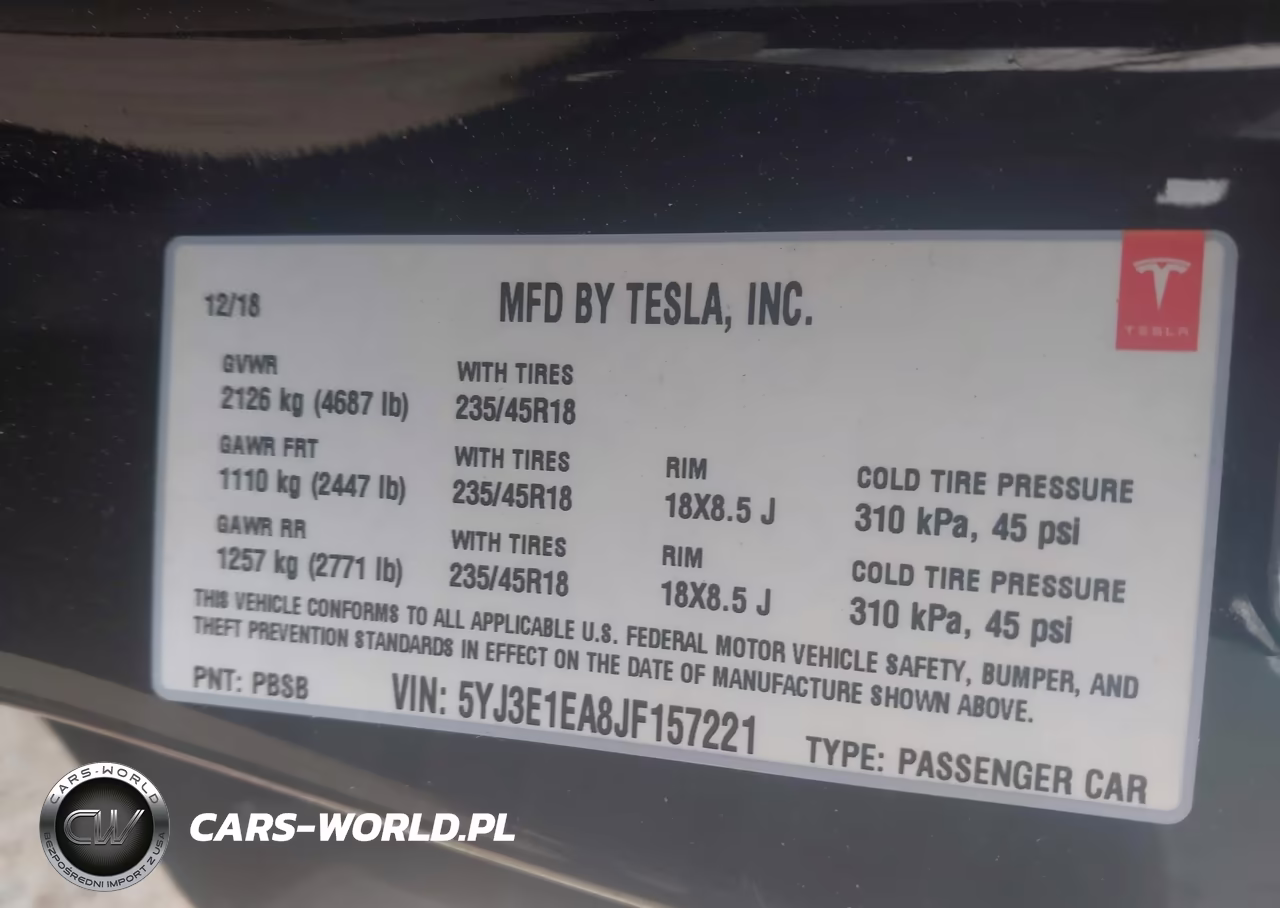 2018 Tesla Model 3 Long Range-Mid Range VIN:5YJ3E1EA8JF157221 - 9