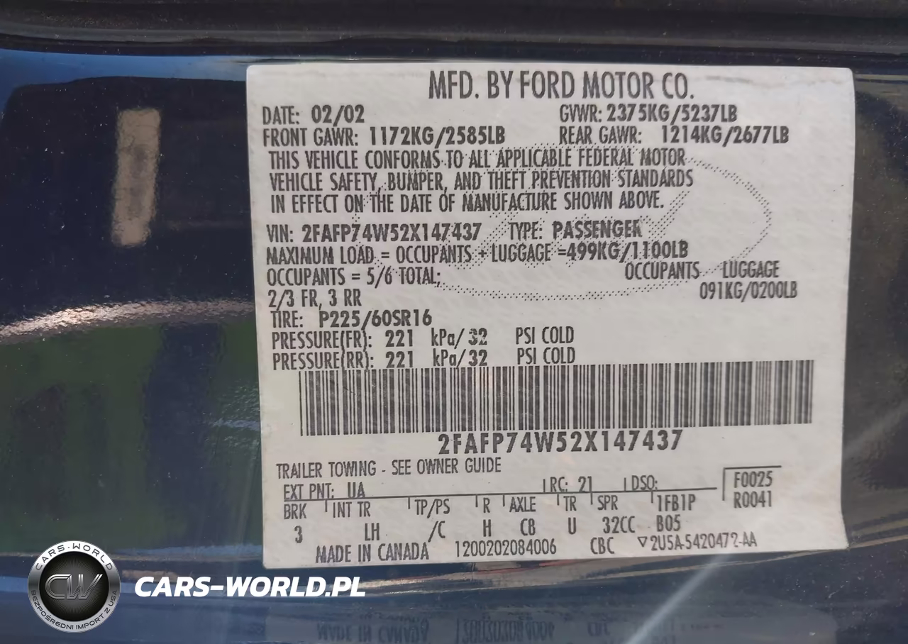 2002 Ford Crown Victoria Lx VIN:2FAFP74W52X147437 - 9