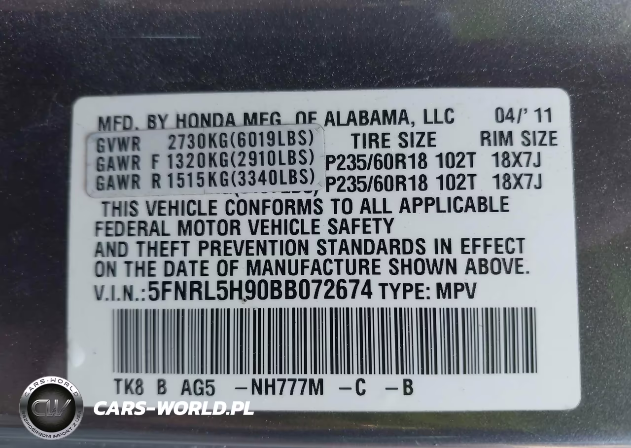 2011 Honda Odyssey Touring-Touring Elite VIN:5FNRL5H90BB072674 - 9