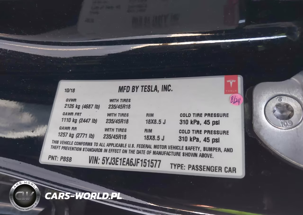2018 Tesla Model 3 Long Range-Mid Range VIN:5YJ3E1EA6JF151577 - 9