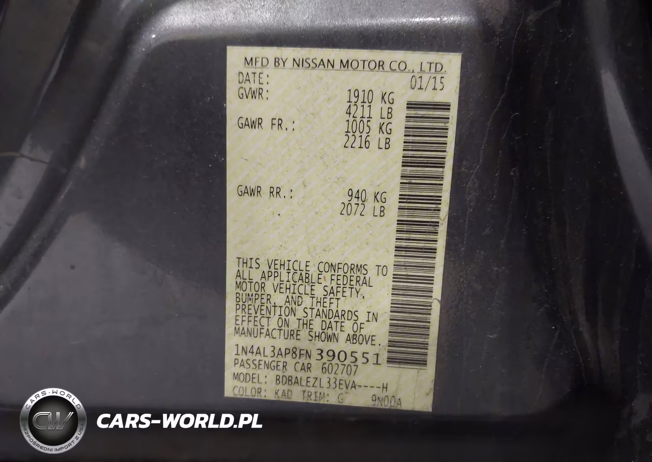 2015 Nissan Altima 2.5 S VIN:1N4AL3AP8FN390551 - 9