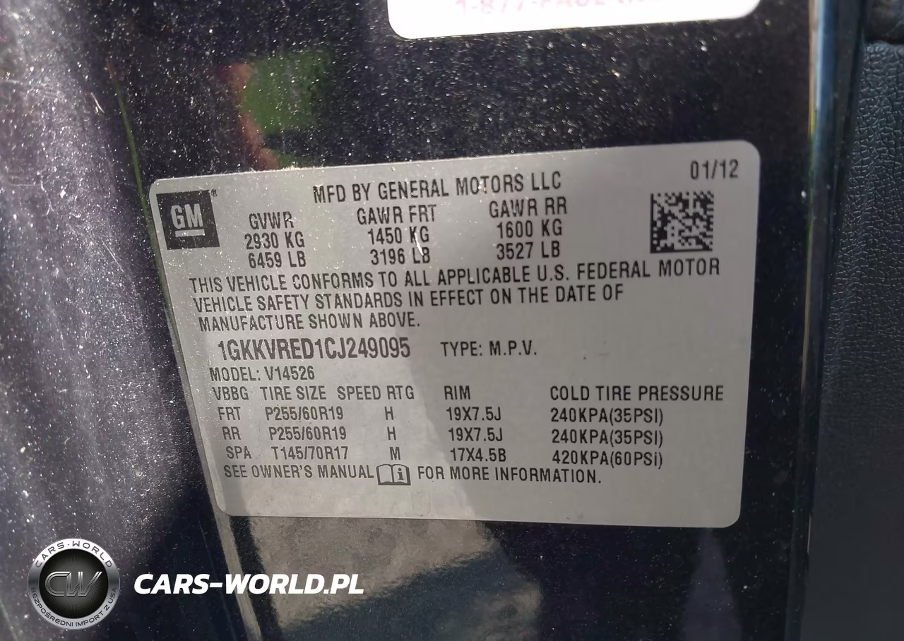 2012 GMC Acadia Slt-1 VIN:1GKKVRED1CJ249095 - 9