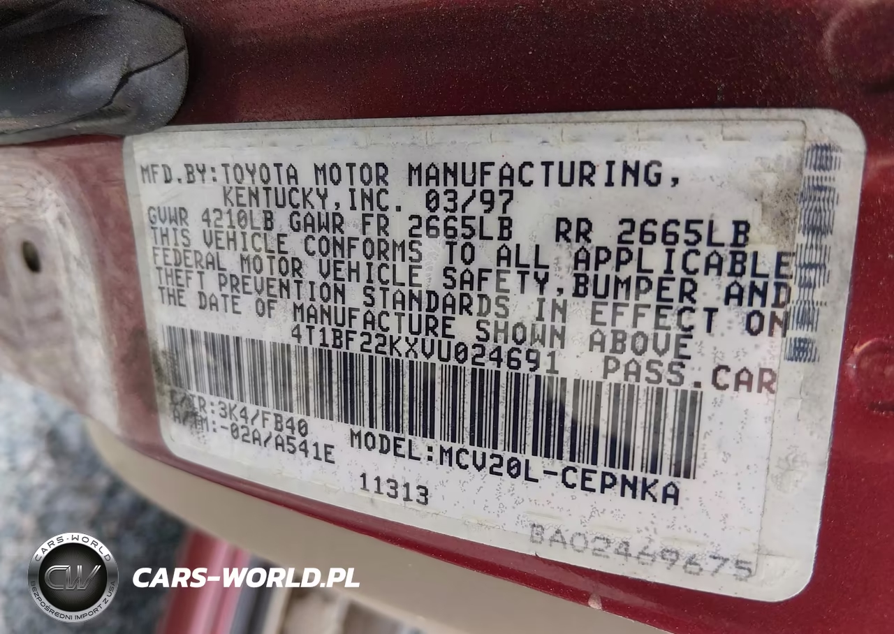 1997 Toyota Camry Le V6 VIN:4T1BF22KXVU024691 - 9