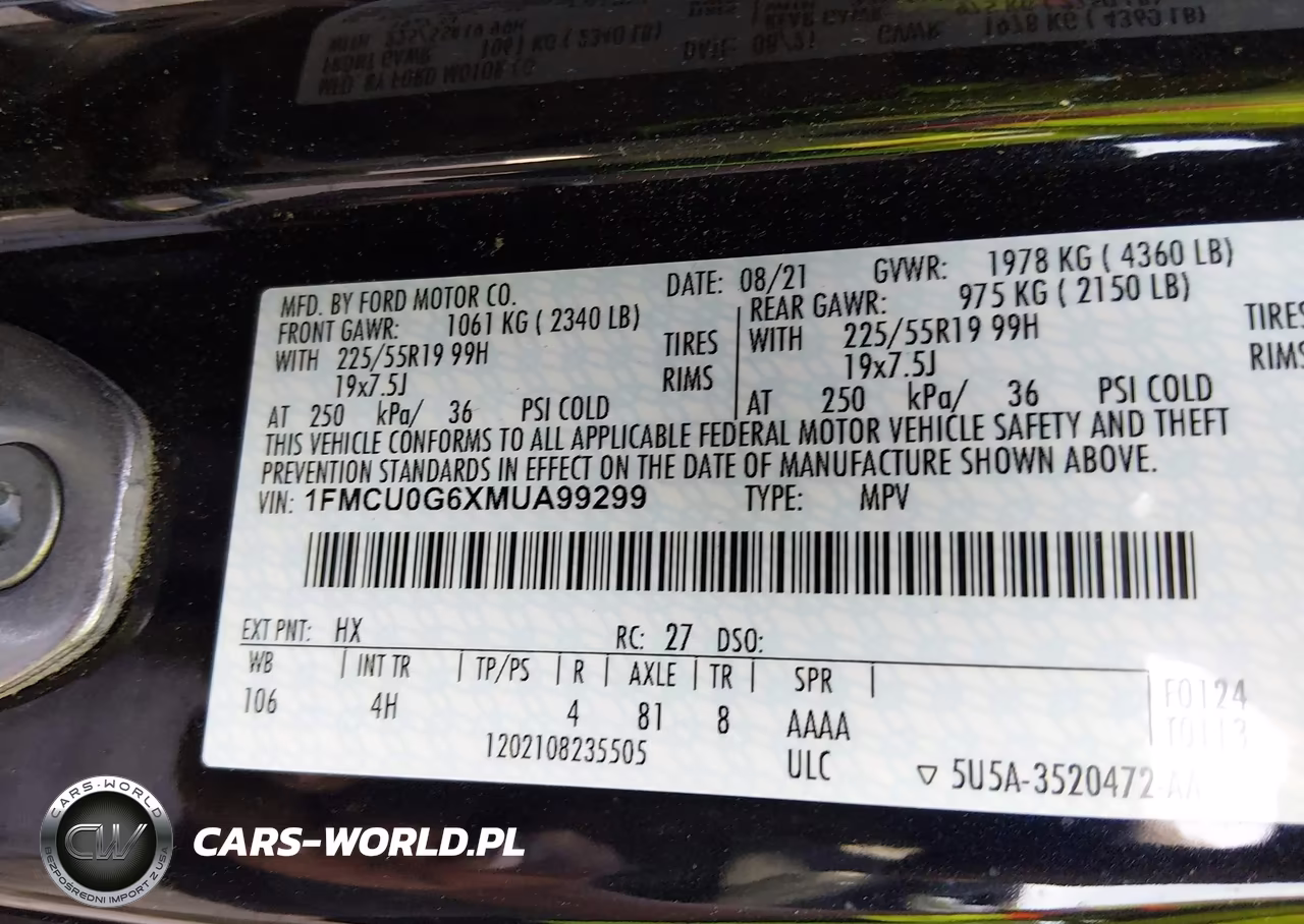 2021 Ford Escape Se VIN:1FMCU0G6XMUA99299 - 9