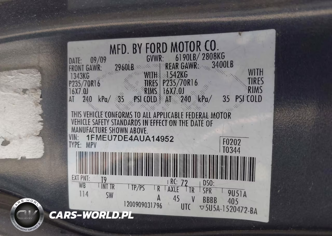 2010 Ford Explorer Xlt VIN:1FMEU7DE4AUA14952 - 9