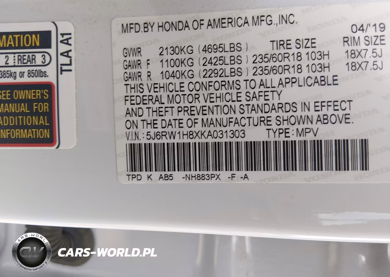 2019 Honda Cr-V Ex-L VIN:5J6RW1H8XKA031303 - 9