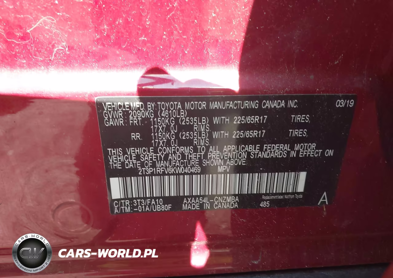 2019 Toyota Rav4 Xle VIN:2T3P1RFV6KW040469 - 9