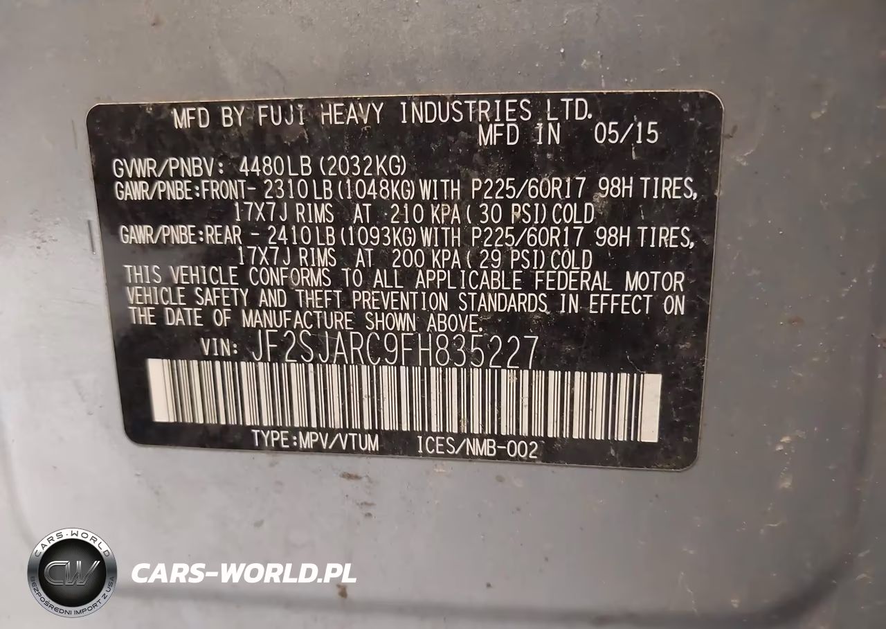 2015 Subaru Forester 2.5I Limited VIN:JF2SJARC9FH835227 - 9