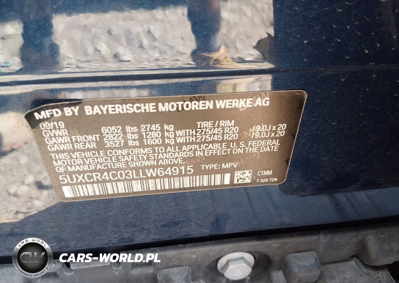 2020 BMW X5 Sdrive40I VIN:5UXCR4C03LLW64915 - 9