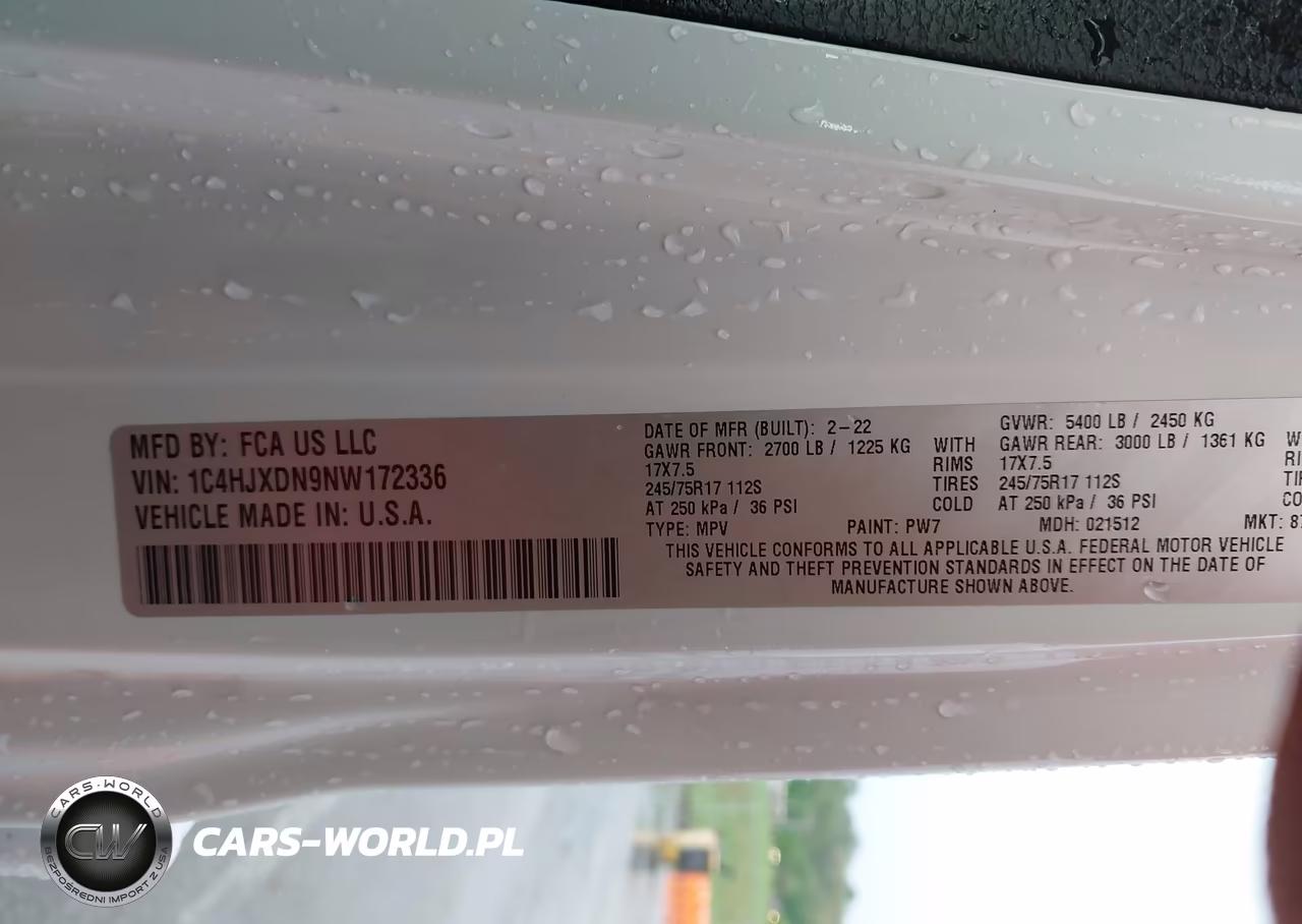 2022 Jeep Wrangler Unlimited Sport S 4X4 VIN:1C4HJXDN9NW172336 - 9