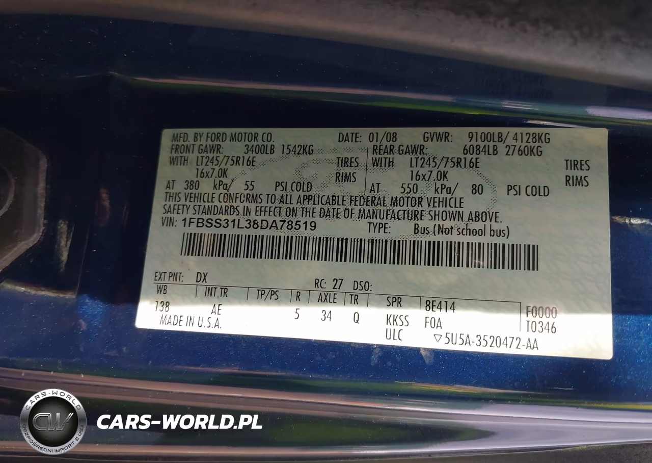 2008 Ford E-350 Super Duty Xl-Xlt VIN:1FBSS31L38DA78519 - 9
