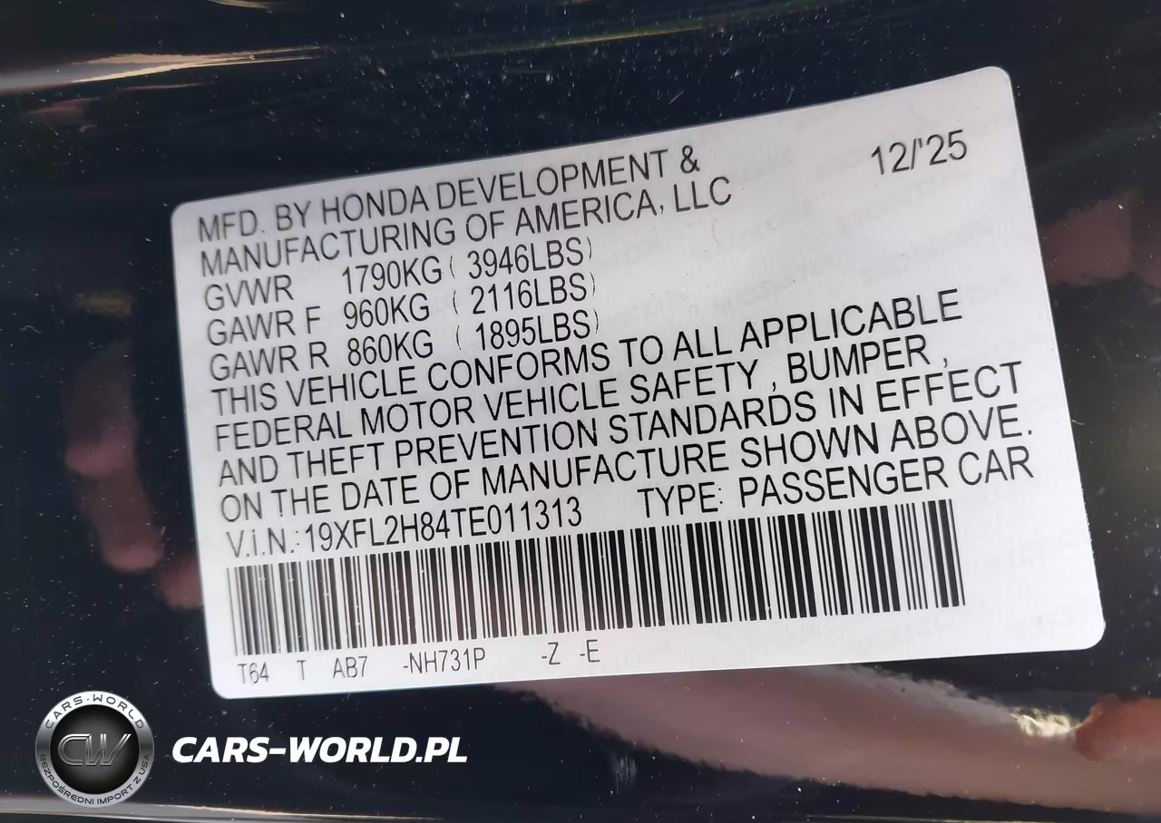 2026 Honda Civic Sport VIN:19XFL2H84TE011313 - 9