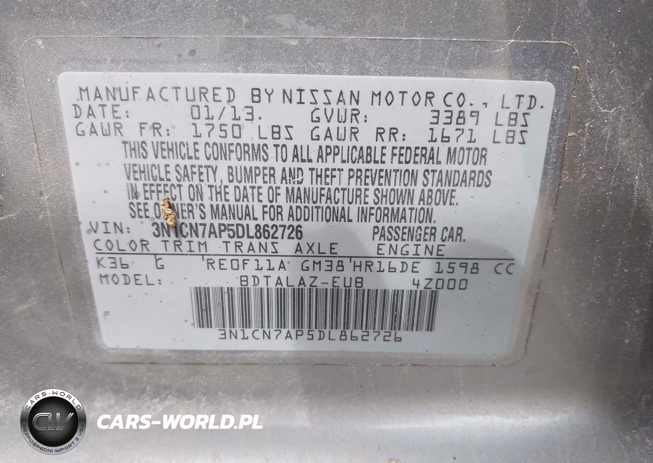 2013 Nissan Versa 1.6 S+ VIN:3N1CN7AP5DL862726 - 9