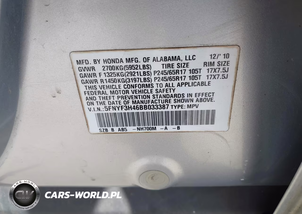 2011 Honda Pilot Ex VIN:5FNYF3H46BB033387 - 9