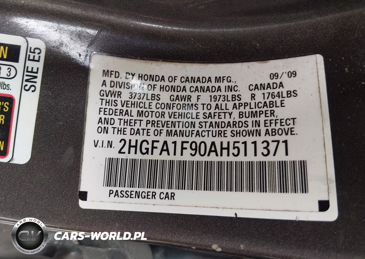 2010 Honda Civic Ex-L VIN:2HGFA1F90AH511371 - 9