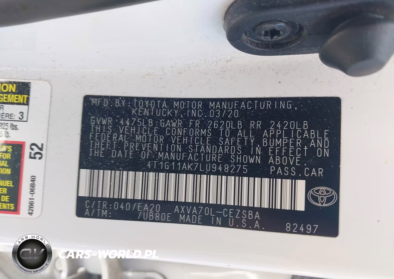 2020 Toyota Camry Se VIN:4T1G11AK7LU948275 - 9