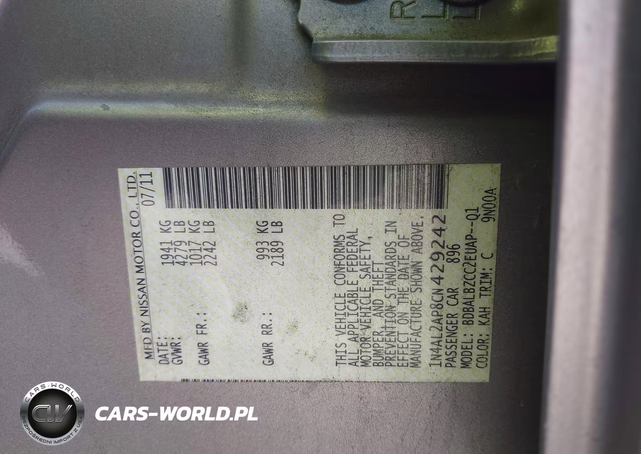2012 Nissan Altima 2.5 S VIN:1N4AL2AP8CN429242 - 9