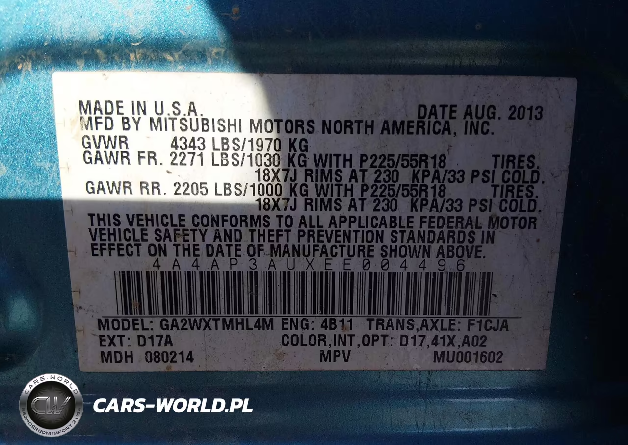 2014 Mitsubishi Outlander Sport Es VIN:4A4AP3AUXEE004496 - 9