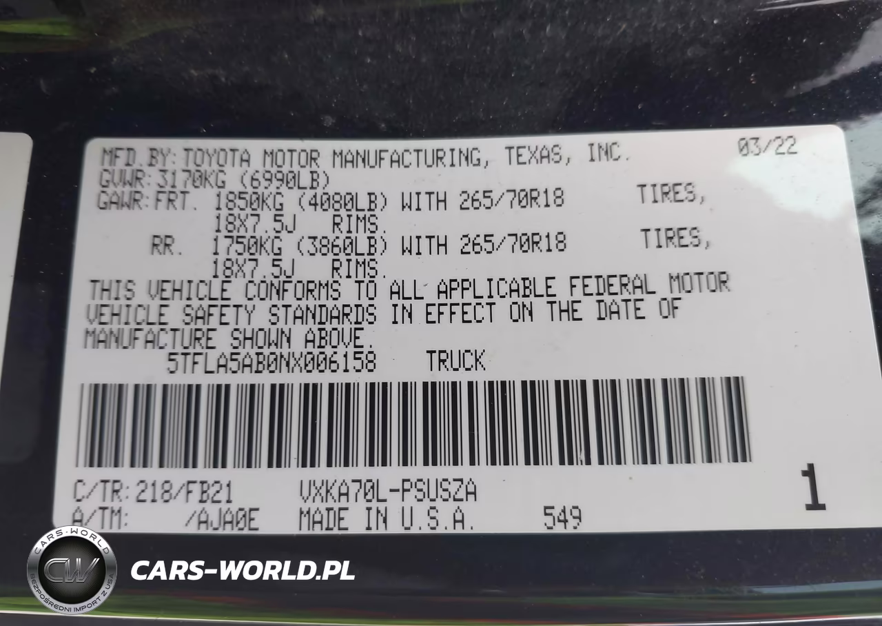 2022 Toyota Tundra Sr5 VIN:5TFLA5AB0NX006158 - 9