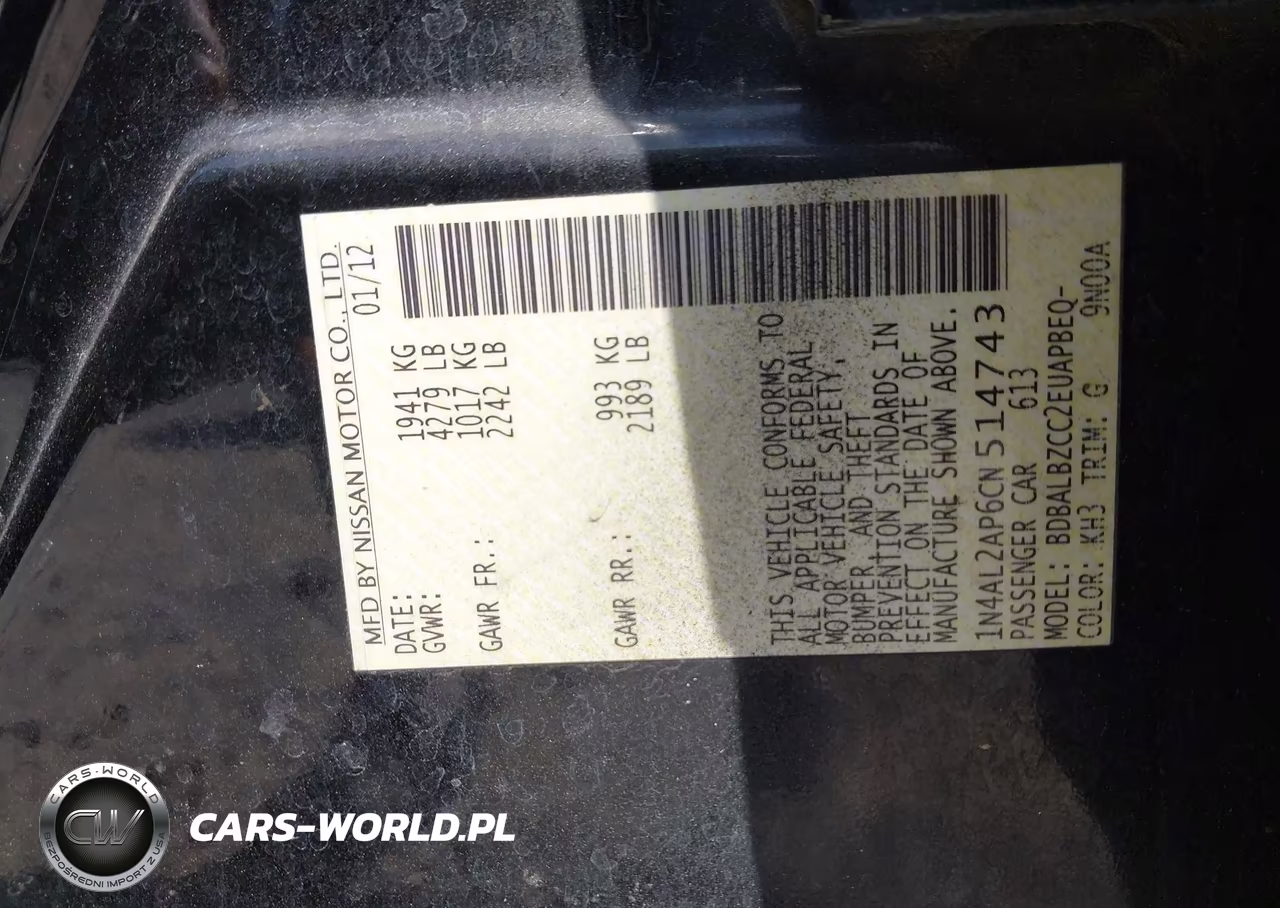 2012 Nissan Altima 2.5 S VIN:1N4AL2AP6CN514743 - 9