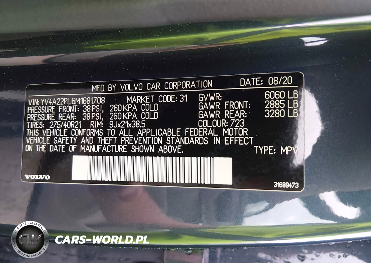 2021 Volvo Xc90 T6 Inscription 7 Passenger VIN:YV4A22PL6M1681708 - 9
