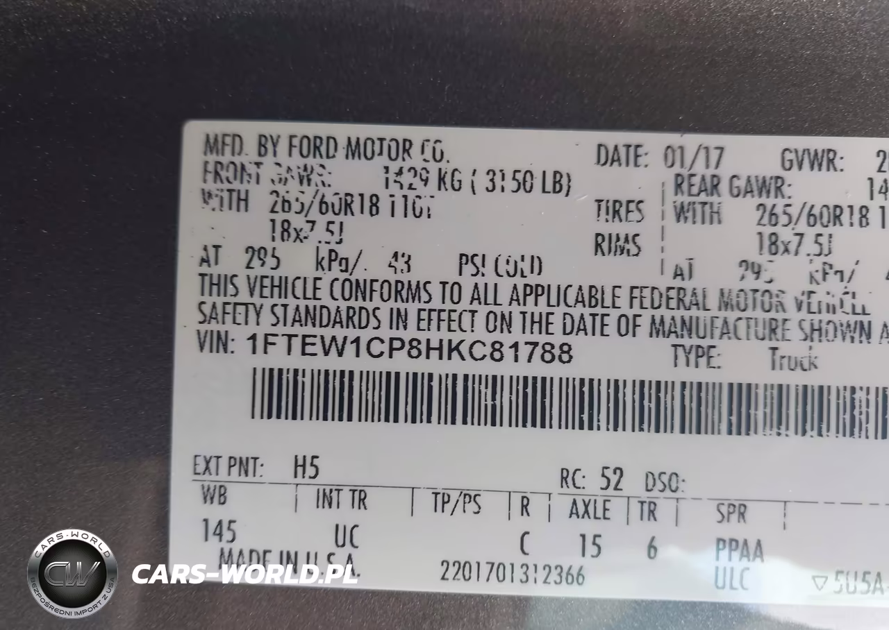2017 Ford F-150 Xlt VIN:1FTEW1CP8HKC81788 - 9