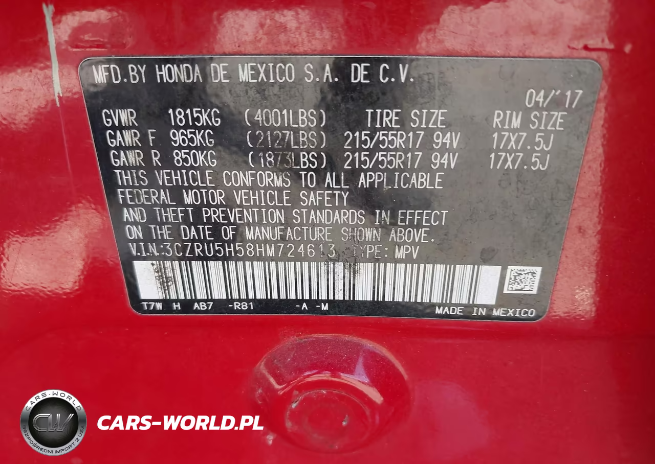 2017 Honda Hr-V Ex VIN:3CZRU5H58HM724613 - 9